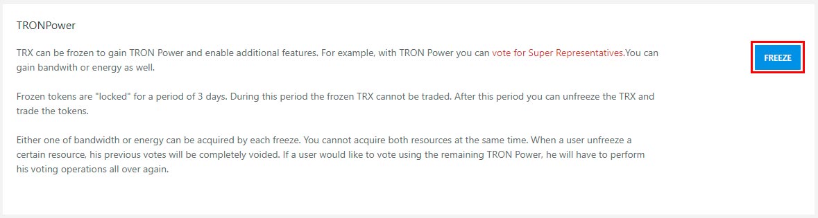 Vote Super Representatives in Tronscan