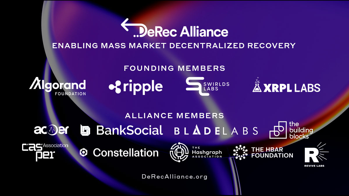 Ripple, Hedera, and Algorand Launch the DeRec Alliance for Web3 Asset Recovery. What is This?