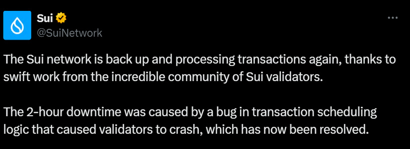 Sui Blockchain Outage Raises Concerns: Smart Contracts Were on Hold