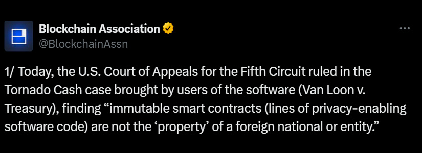 Tornado Cash Wins in Court: Immutable Smart Contracts Not ‘Property’: TORN Token Skyrockets 400%!