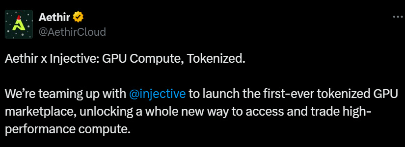 Aethir and Injective Announce Partnership to Create Tokenized GPU Platform