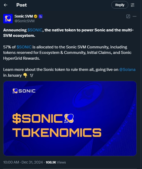 Tweet by sonic