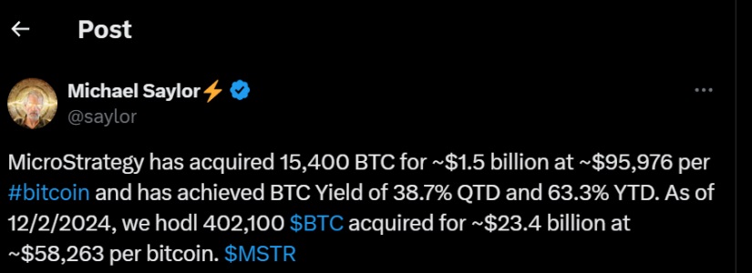 michale saylor bitcoin microstrategy tweet