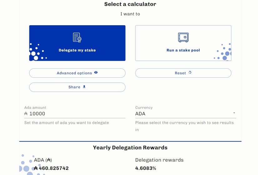 Cardano Staking Calculator