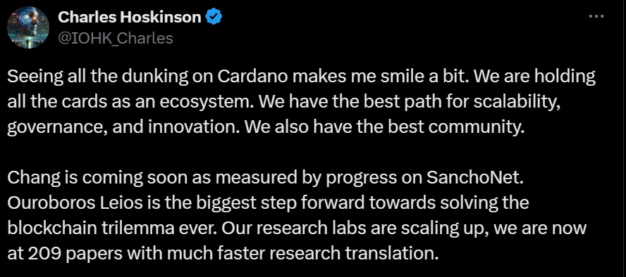 Cardano (ADA) A Punto de Explotar: Charles Hoskinson Revela 2 Grandes Actualizaciones