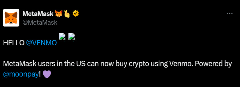 MetaMask presenta Venmo Payments para realizar compras de criptomonedas sin inconvenientes en EE.UU.
