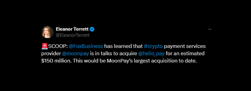 MoonPay considera comprar HelioPay para competir con Coinbase Commerce en pagos cripto