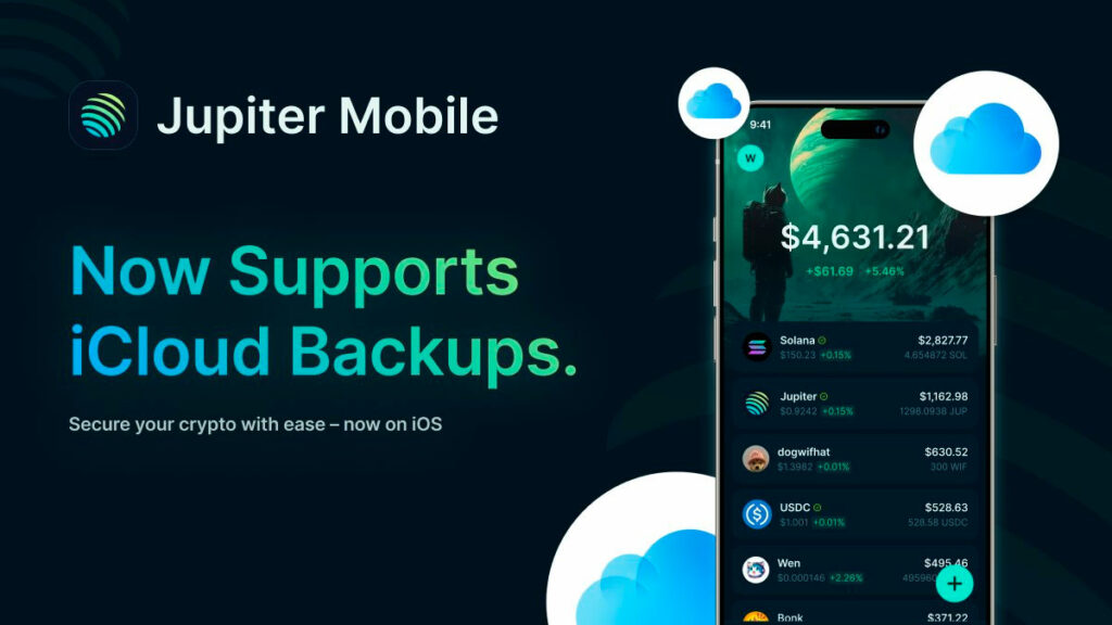 Jupiter revoluciona la seguridad de las wallets con la función iCloud Backup