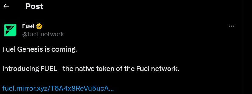 fuel token nativo tweet