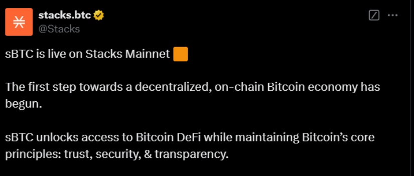 stacks sbtc bitcoin tweet