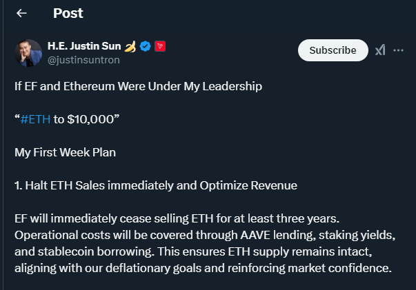 Tweet de Justin sun