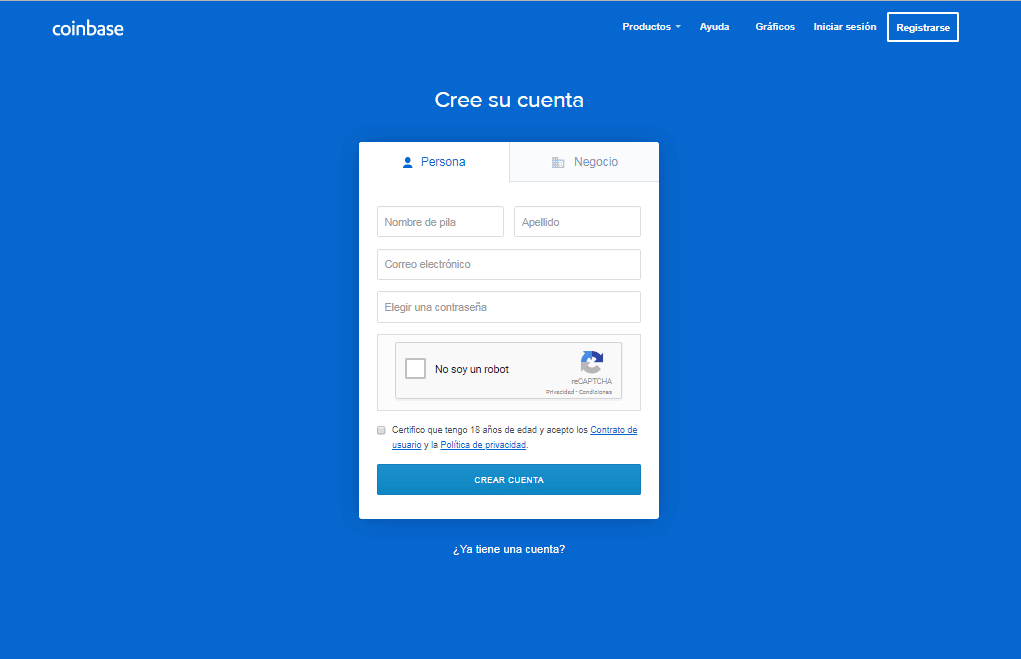 coinbase registro