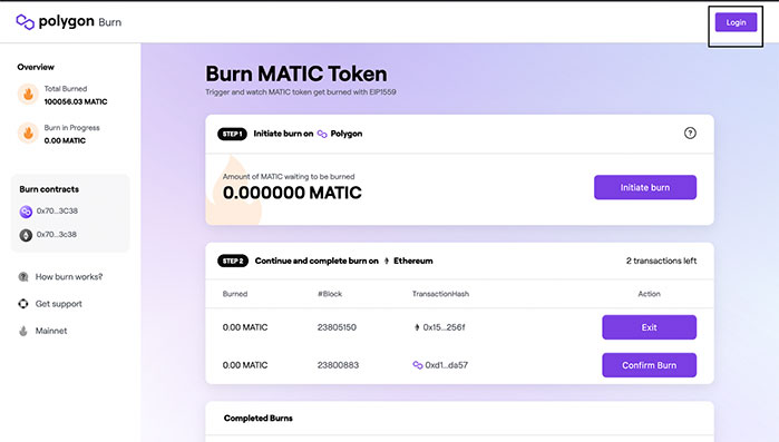 Quema de Token Matic Polygon